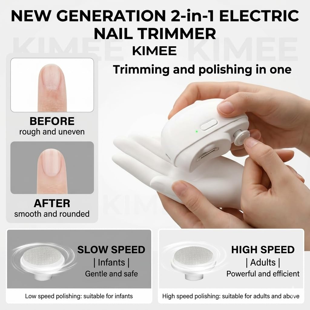 2 In 1 Electric Nail Trimmer – Safe, Painless Nail Grooming | Rechargeable & Quiet