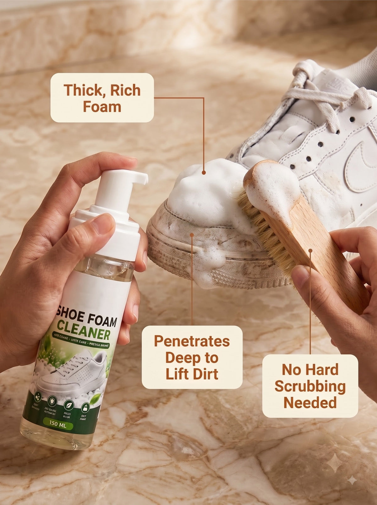 Foam Shoe Cleaner Spray – Stain & Dirt Remover Spray for All Shoes