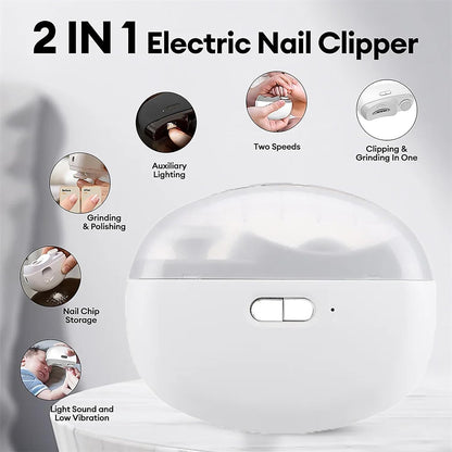 2 In 1 Electric Nail Trimmer – Safe, Painless Nail Grooming | Rechargeable & Quiet