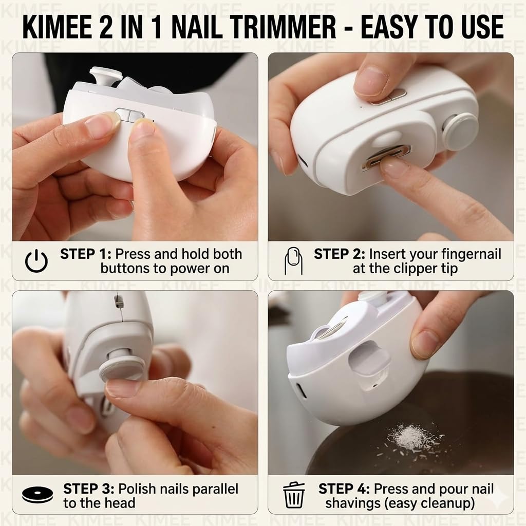 2 In 1 Electric Nail Trimmer – Safe, Painless Nail Grooming | Rechargeable & Quiet