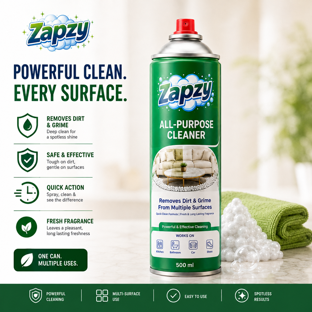 Zapzy™ Magic Foam - All Purpose Cleaner (Buy 1 Get 1) (500 ml)