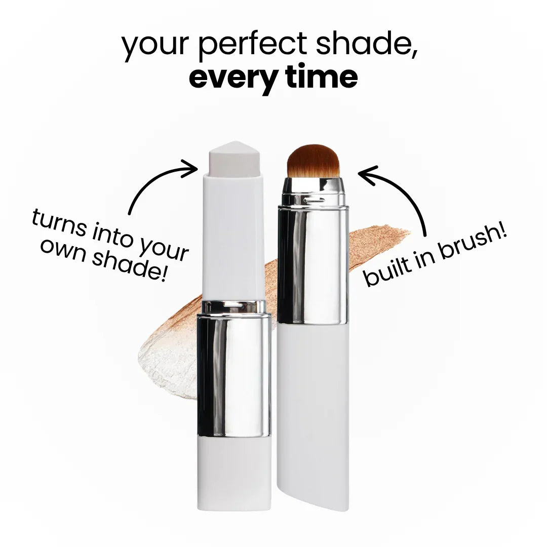 Korean 2‑in‑1 Color‑Changing Foundation Stick with Travel Brush